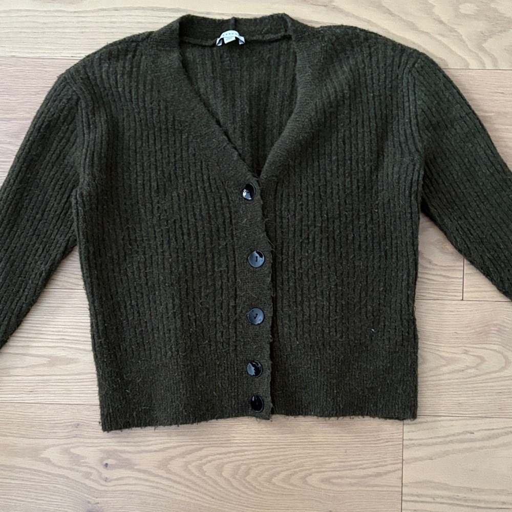 Topshop Dark Green Cardigan Sweater